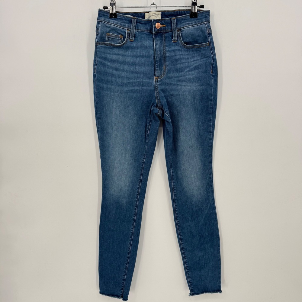 Universal Thread High Rise Skinny Jeans Blue Wash Raw Hem Women's Size 2 - Picture 2 of 8